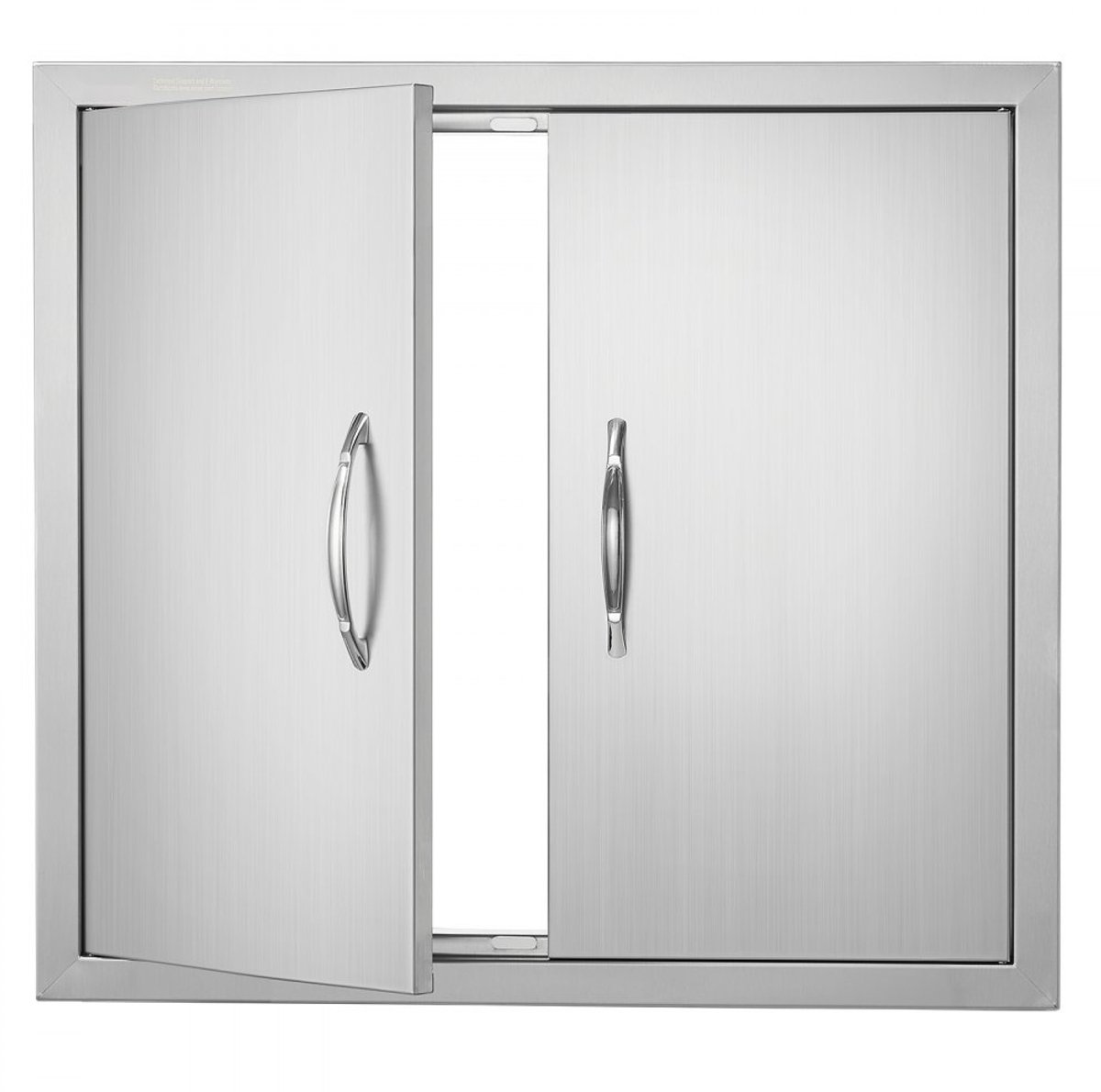 Buitenkeukendeur / Grilltoegangsdeur - Dubbele Inbouwdeur 66 x 60,9 cm - Roestvrij Staal (RVS) - Vlak Inbouw - Met Handgrepen - Voor Grilleiland en Buitenkast - Zilver