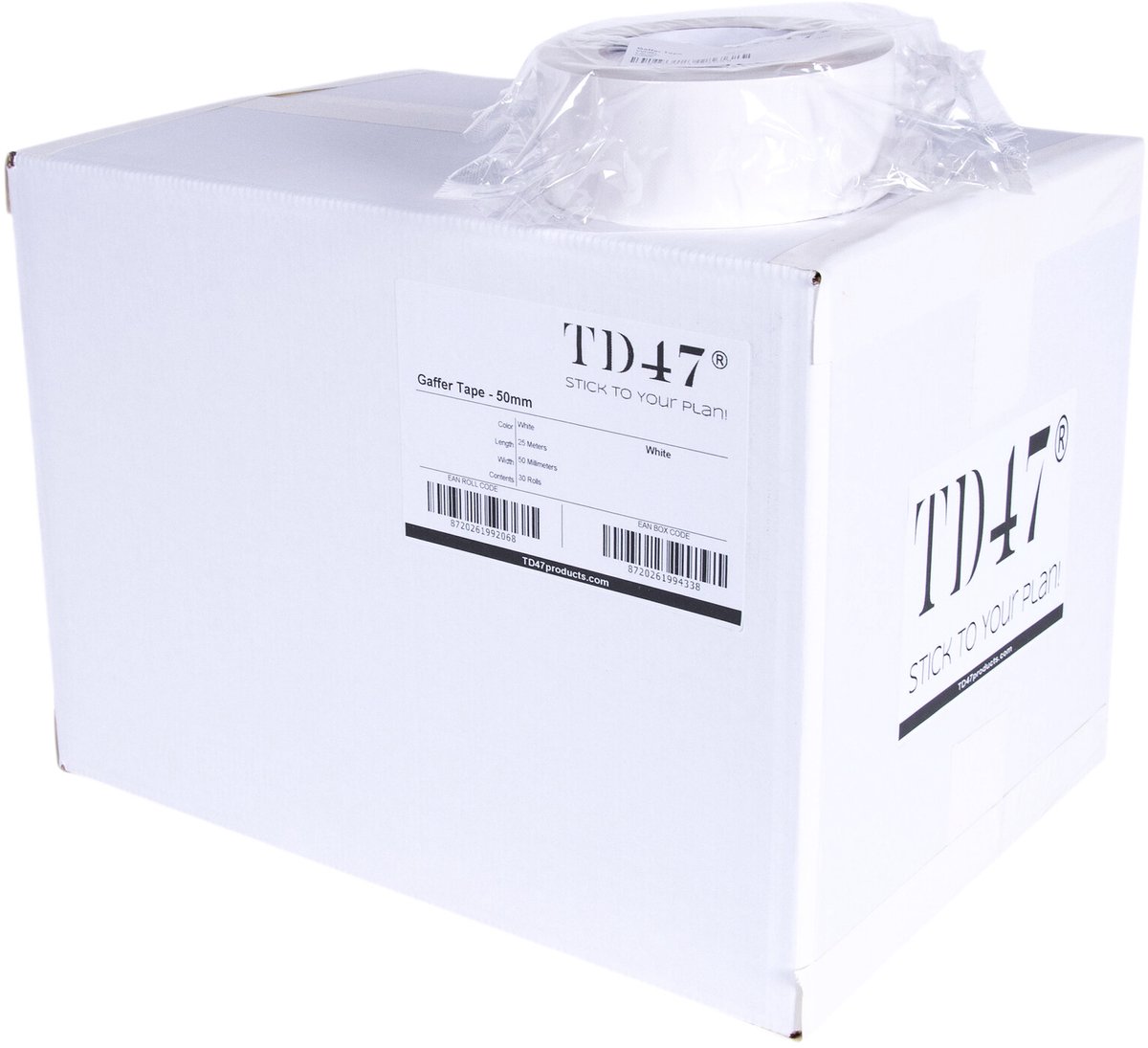 TD47 Gaffa Tape 50mm x 25m Wit - Doos 30 Rollen