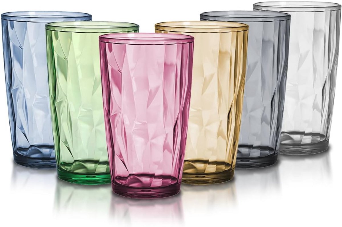 Kleurige Onbreekbare Drinkglazen Set van 6 - 470 ml