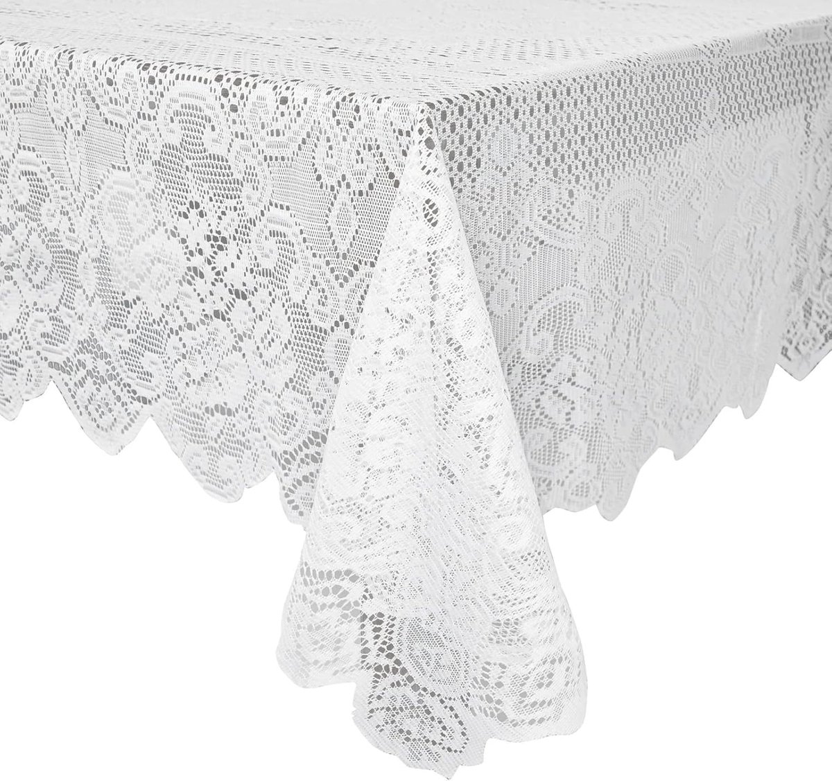 Famanu - Rechthoekig kanten linnen tafelkleed met bloemmotief, klassiek design