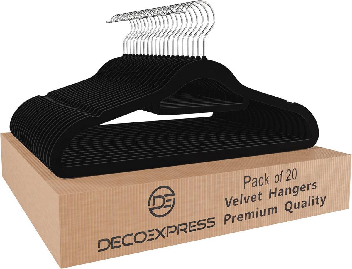 Ruimtebesparende Fluwelen Kledinghangers - Antislip en Multipack (20 Stuks)
