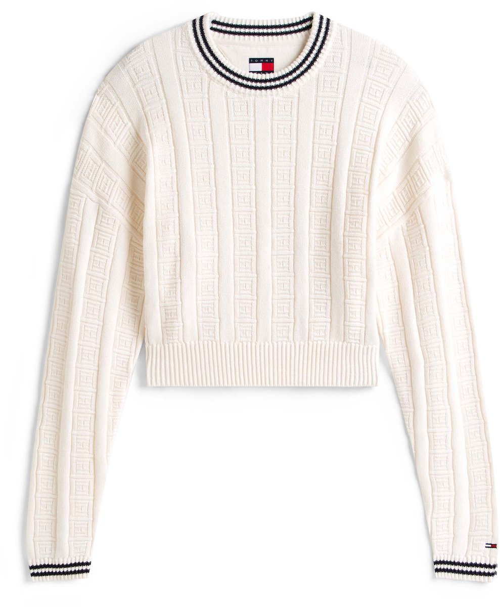 Trui Tommy Jeans Tjw Boxy Flag Cable Fashion Wear Vrouwen Wit