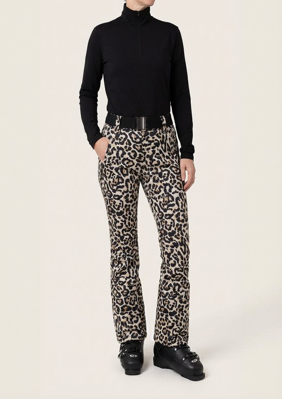 Emski - Panter Skibroek – Dames skikleding – Softshell Wintersportbroek met panterprint - Maat L