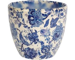 Vintage blauwe bloempot 15,2 cm