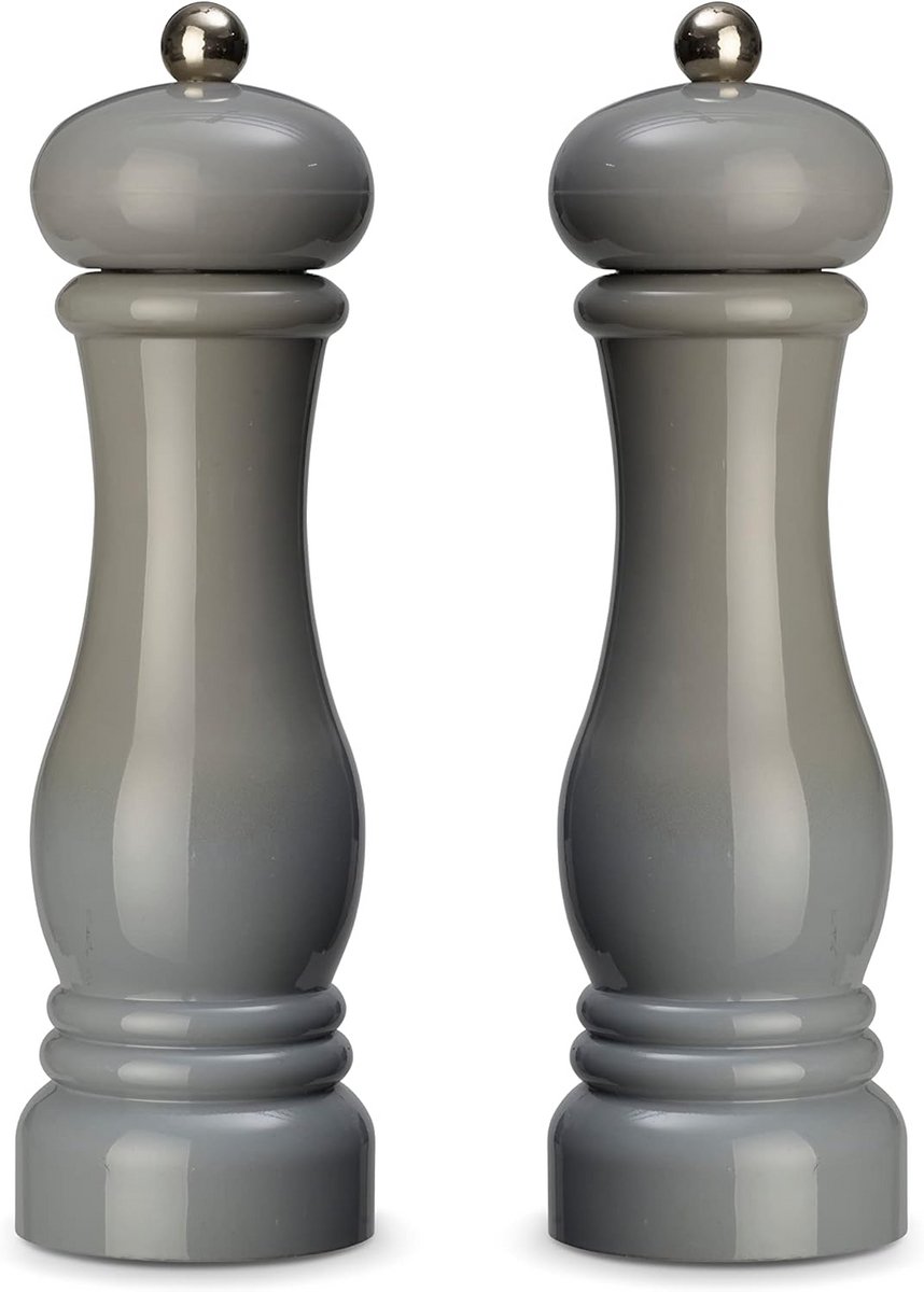 Set van 2 Hoogwaardige Kruidenmolens met Keramische Maalwerk, Handmatig Zout- en Pepermolen, Grijs, 21 cm