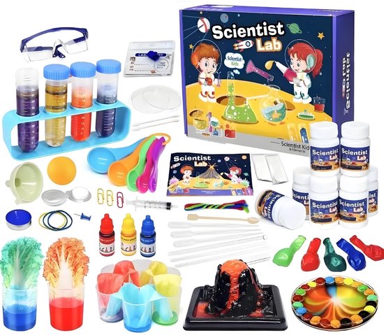 Foto: Stem kit grote experimenteerdoos voor kinderen science lab met 70 proefjes scheikunde natuurkunde vulkaan maken experimenteerdoos educatief speelgoed educatief steam speelgoed inclusief bril handleiding 3 
