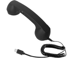 Mobiele telefoonheadset in retrostijl - Comfortabele gesprekken - Klassieke retrotechnologie - Heldere gesprekken - Instelbare toon - Retro headsetmicrofoon voor smartphones - Type-C-aansluiting - Zwart