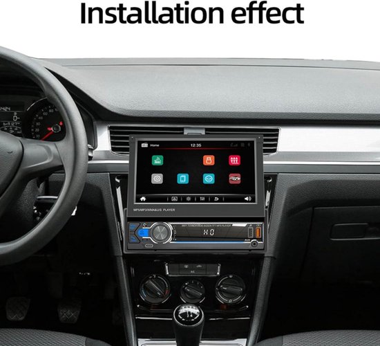 Autoradio - 7 inch, compatibel met CarPlay - Intrekbaar touchscreen, compatibel met Android Auto | Bluetooth 5.1-spiegeling, FM/AM-tuner, MP5-speler, 1DIN-specificatie retrofit-unit