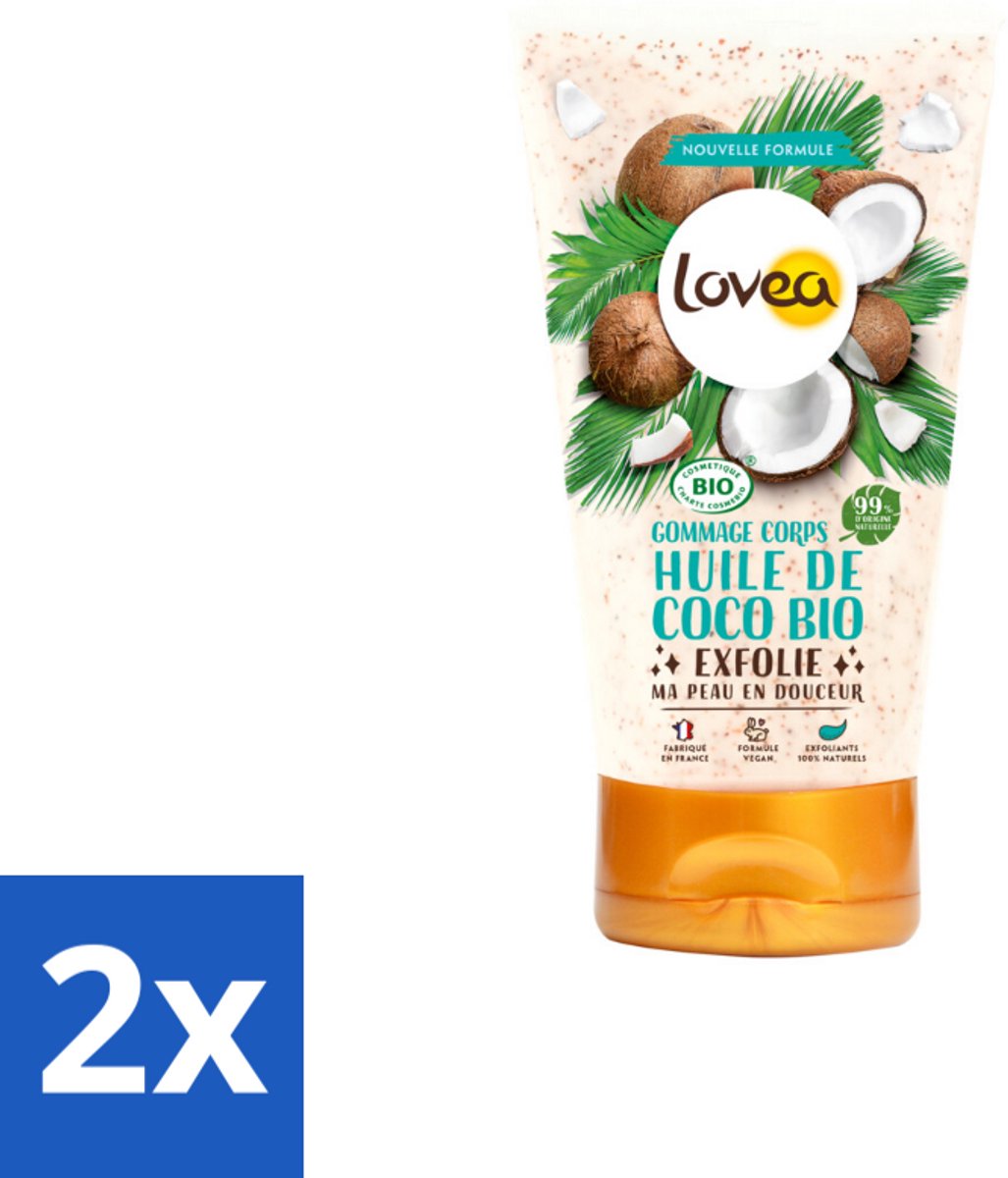 Lovea – Body Scrub – Biologische Kokos – Natuurlijke exfoliatie – 150 ml - Voordeelverpakking - 2 stuks