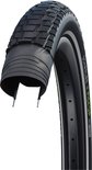 Zwarte Schwalbe Pick-Up fietsband met een grof, blokkerig profiel en een reflecterende zijstreep.