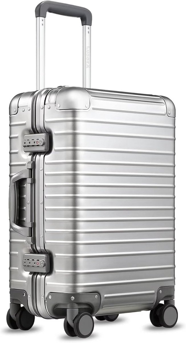 Stabiele Aluminium Koffer zonder Rits - Handbagage met 4 Spinnerwielen en TSA-Cijferslot (55 cm, 40L)