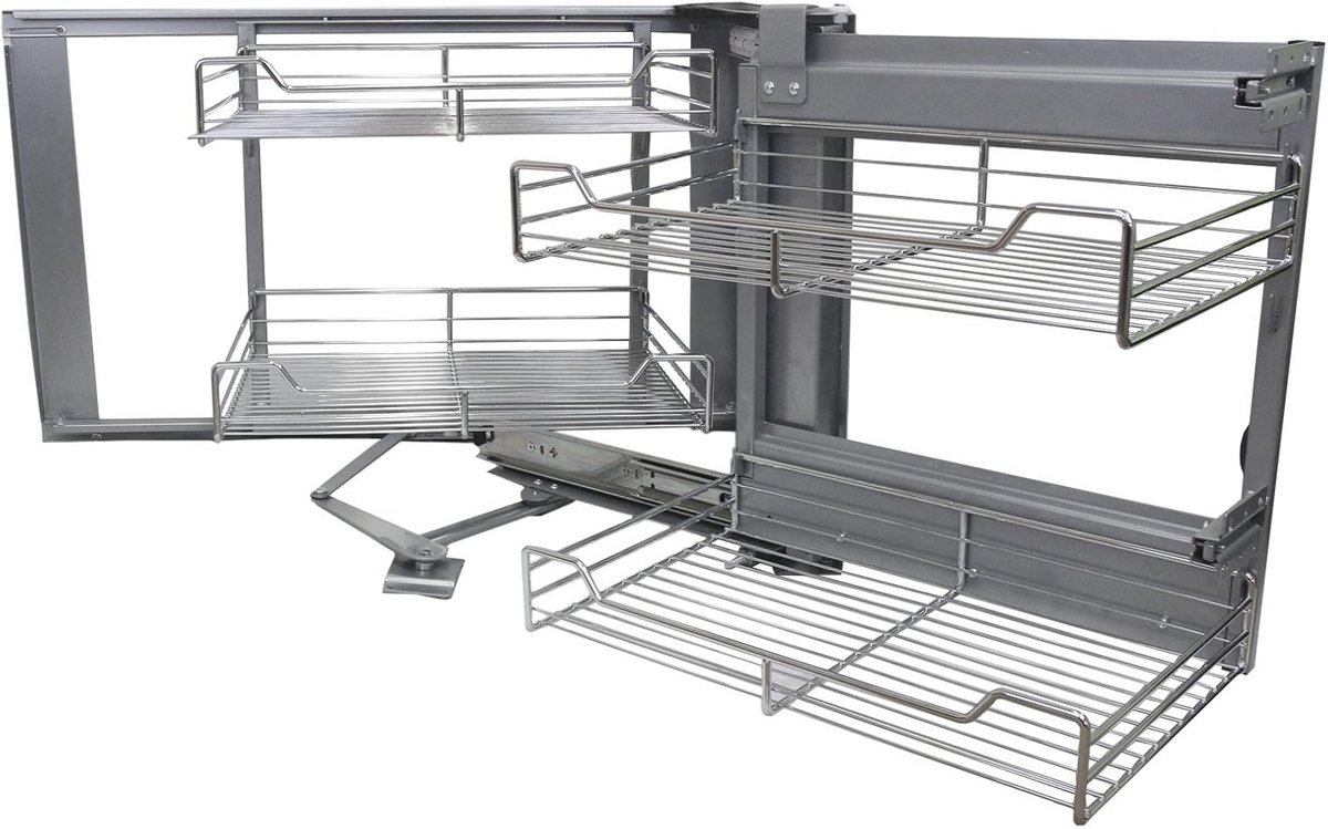 Uitschuiflades voor Hoek Keukenkast met Zachte Sluiting - 4 Manden, Capaciteit 15-20 kg