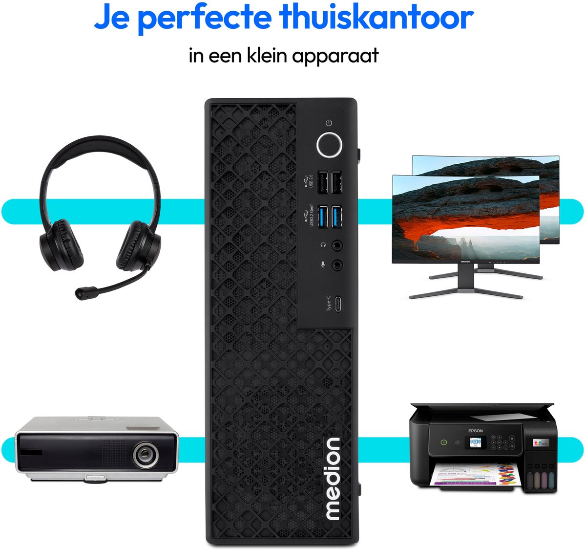 MEDION Picoworx T80 III Mini PC (Slim, Core Ultra 5 226V, 16GB DDR5 RAM, 512 GB SSD, ARC 130V, USB Type C, WLAN, HDMI 2.0, Gigabit LAN, Windows 11 Home) thumbnail 6