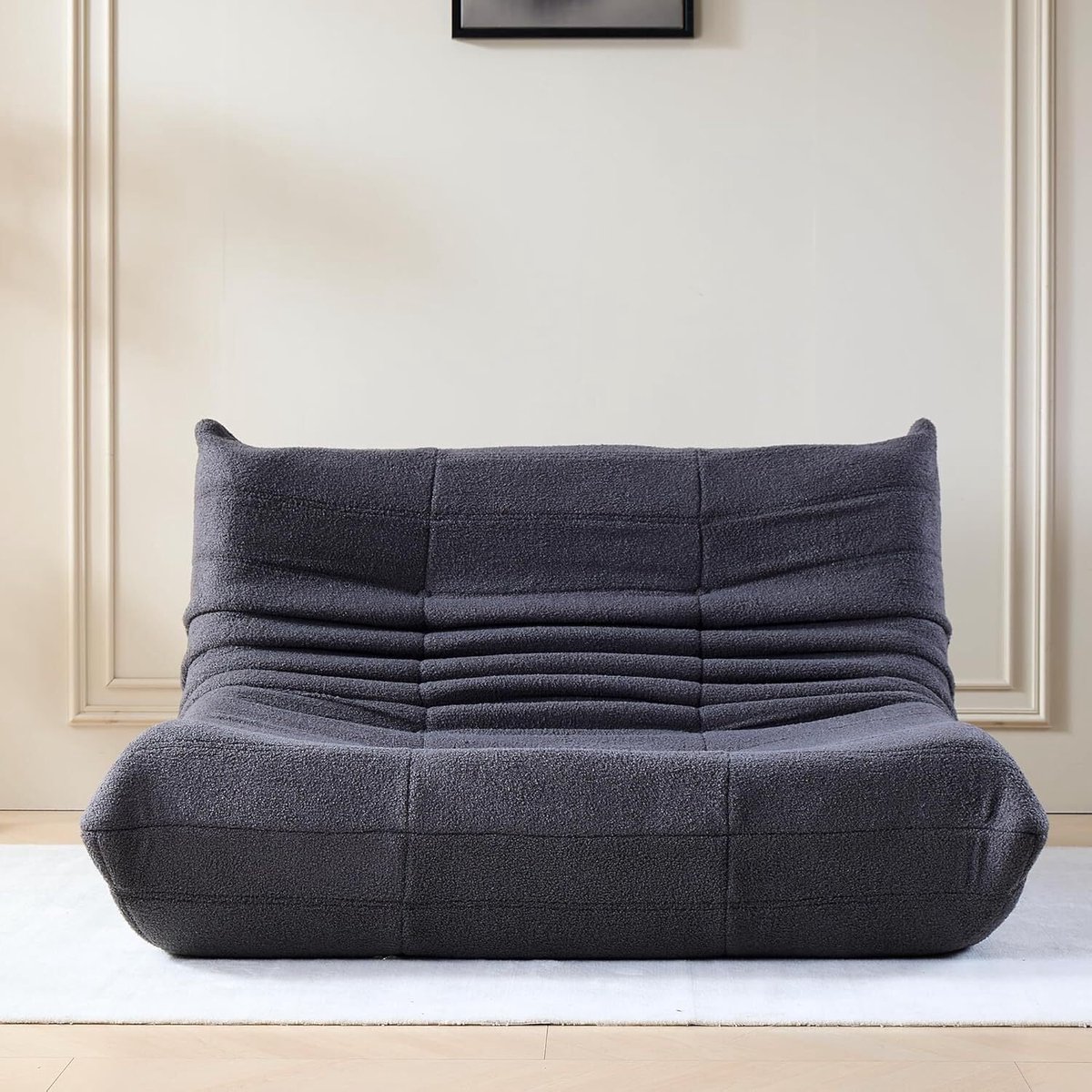 REDOM Zitzak 149x114x82 cm - Ergonomisch Lounge Zitmeubel met Rugondersteuning - Voor Woonkamer Slaapkamer en Gamingruimte - Teddy Stof - Grijs