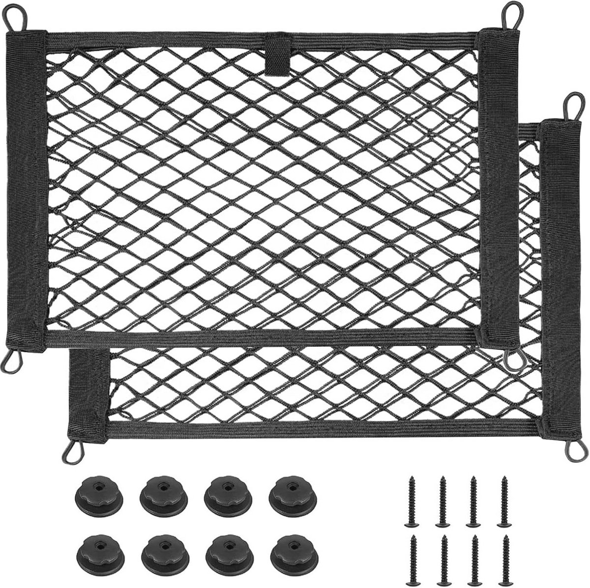 2 Stuks Grote Netvakken voor Efficiente Opberging van Elastische Netten - 25 x 45 cm