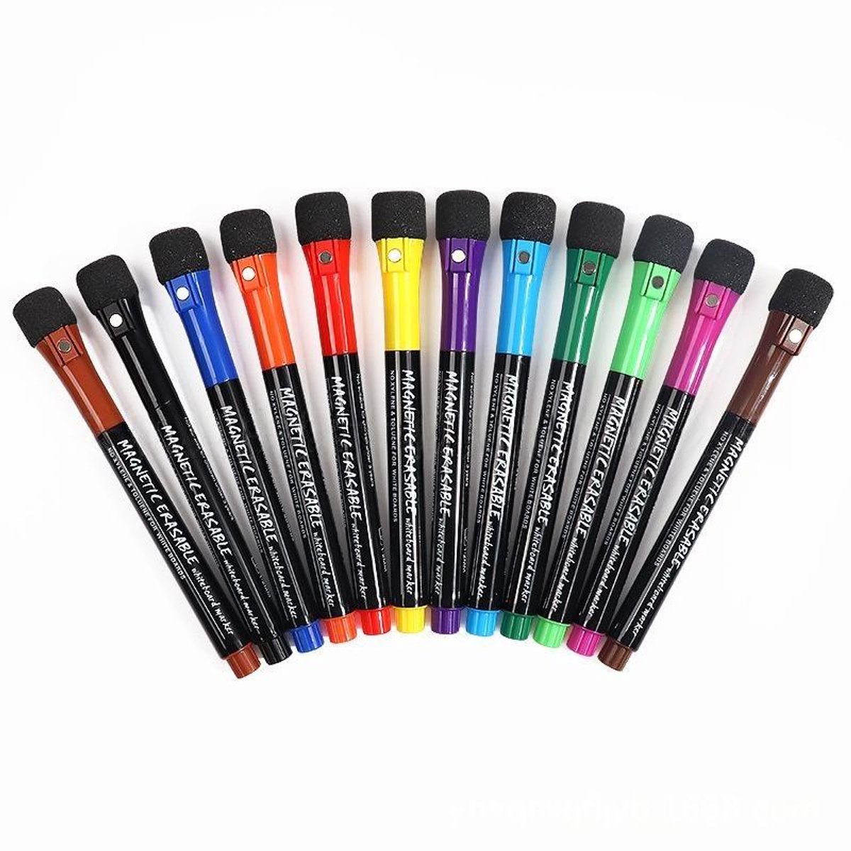 Whiteboardmarkers - 12 magnetische whiteboardmarkers - met gumpunt - fijne punt - gekleurde uitwisbare whiteboardmarkers - geschikt voor kinderen-12.5*1.6cm