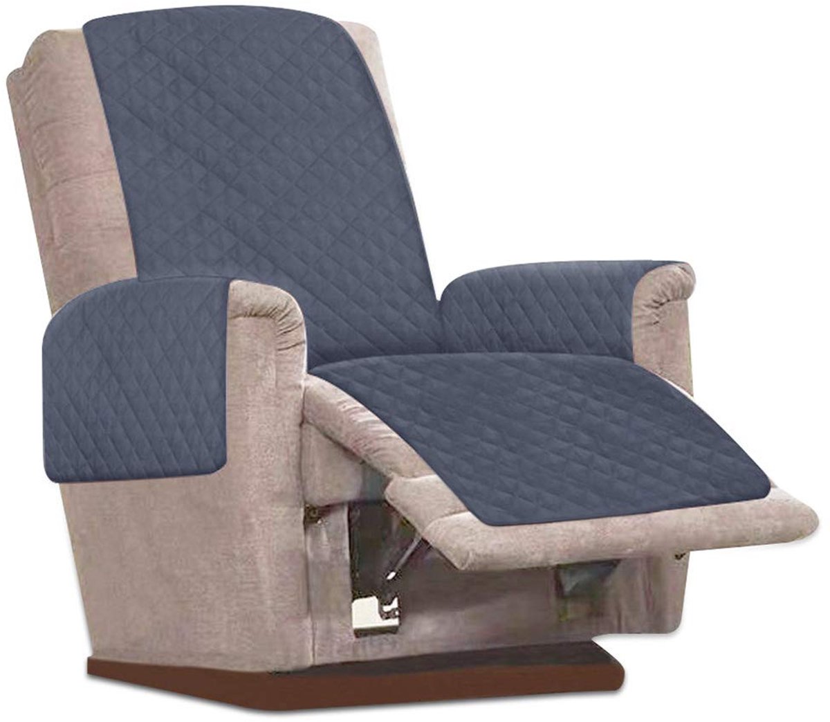 Unyqoos Grijze beschermhoes voor fauteuil met verstelbare band en antislip, grijs, 200*173*60 cm