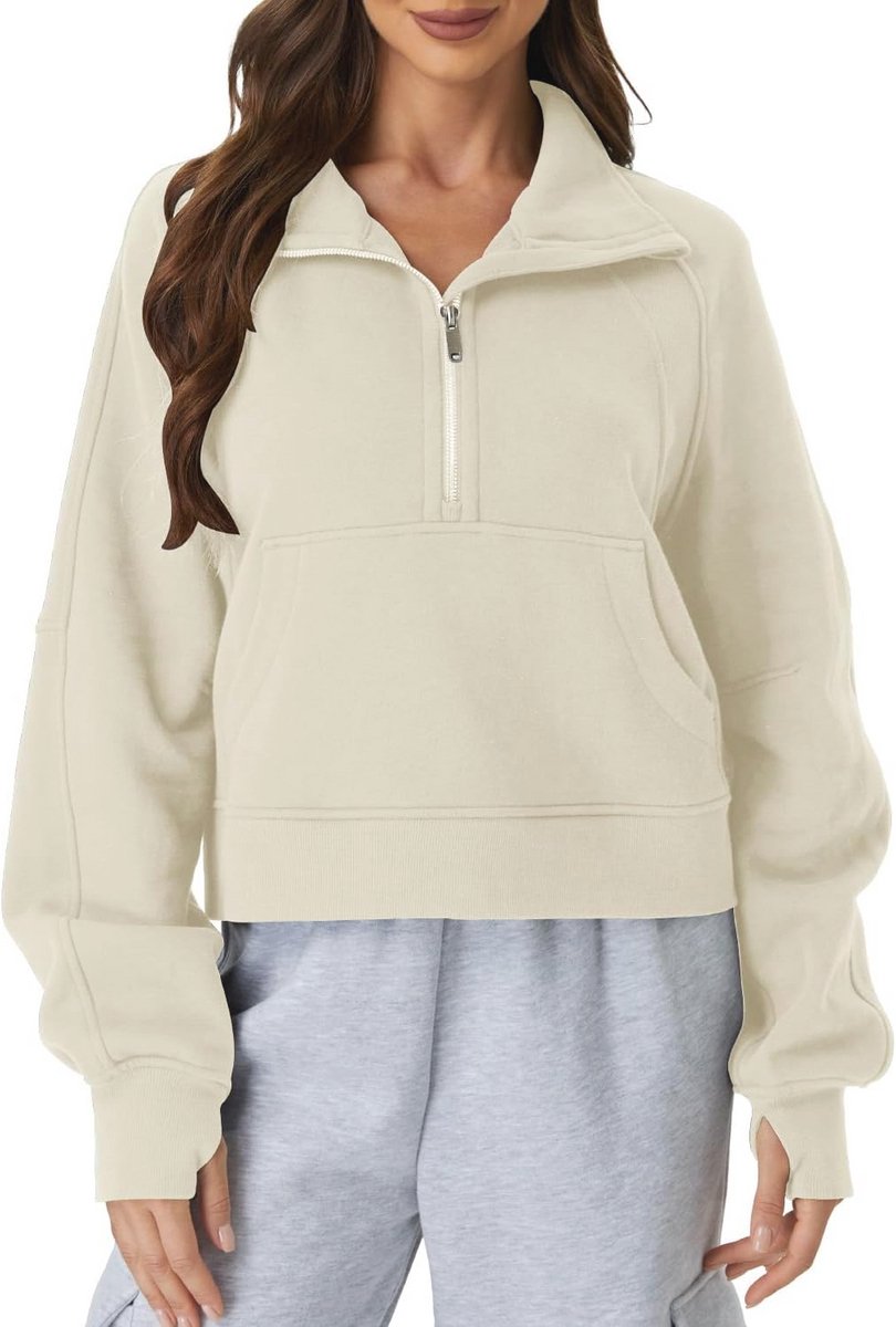 Dames Hoodie met Capuchon van Fluweel - Lange Mouwen Wintertrui met Zak