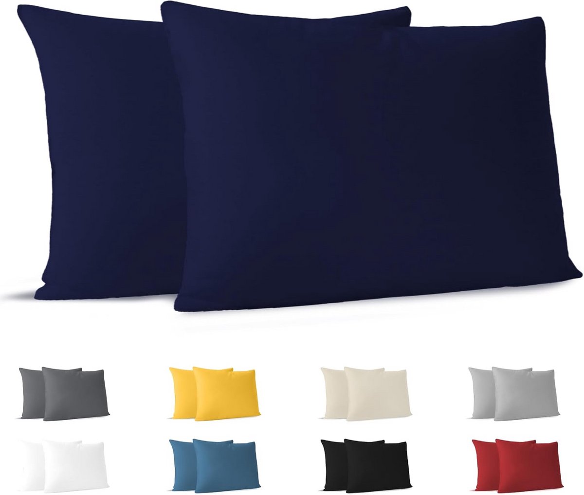 Kussensloop Set van 2 – Donkerblauw Katoen – 40 x 60 cm – Hypoallergeen en Duurzaam – Ideaal voor Beddengoed en Bankkussens