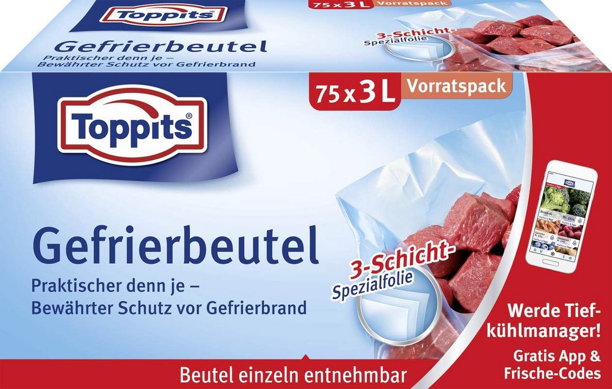 Diepvrieszakken 3 liter - 75 Stuks, Transparant, Standaard Voorraadverpakking