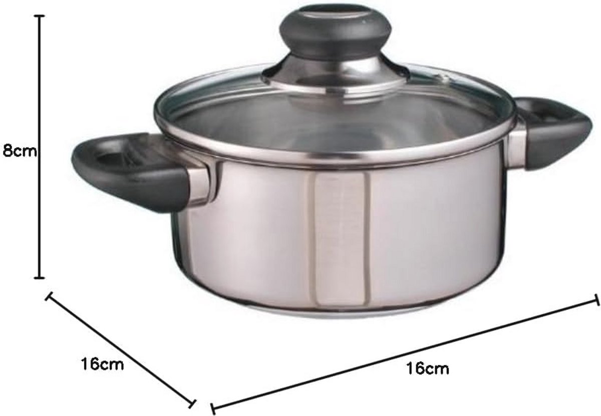 Kookpan van roestvrij staal voor inductie, 16 cm