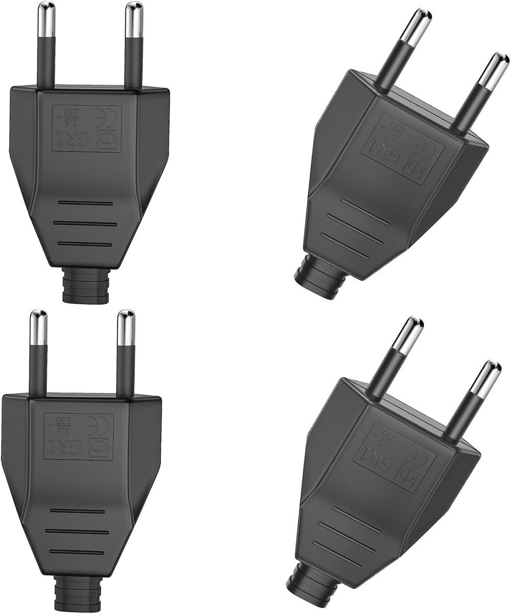 Euro Plug Set van 4 Stuks - Platte Stekker voor Thuis en Buiten (220V, 2.5A)