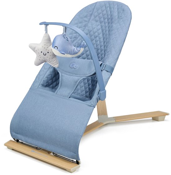 Kinderkraft MIMI Transat et Chaise Longue pour Bébé - Pour Nouveau-nés jusqu'à 9 kg - Dossier 3 Positions, Arche de Jeu, Léger et Compact - Nordic Breeze