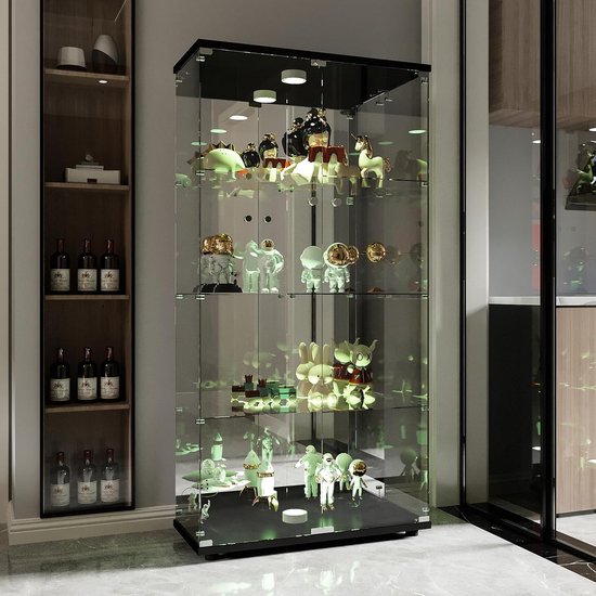 MERAX Vitrine avec éclairage LED 16 couleurs, Porte en verre, Vitrine