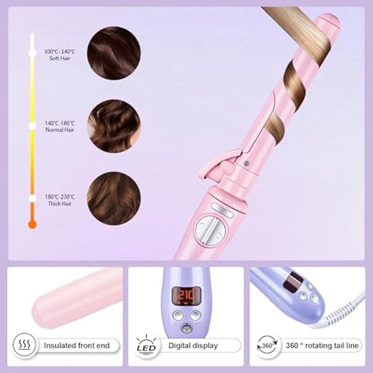 Krultang, 2,5 cm roterende krultang, Geschikt voor lang - afbeelding 3