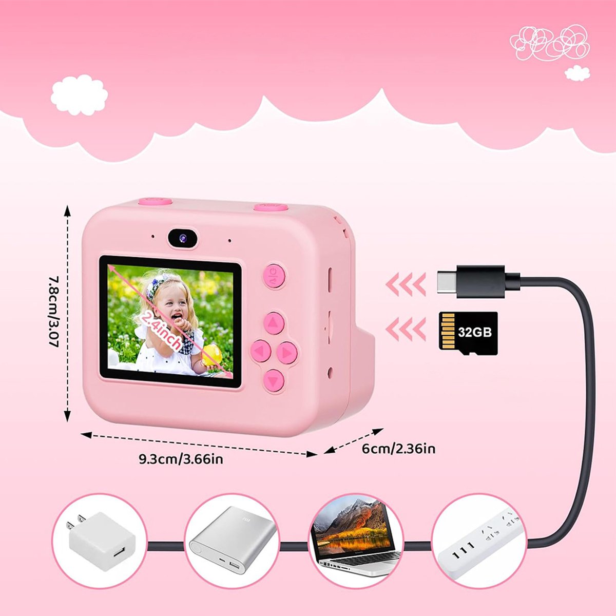 Kids Print Camera - Instant Printer - Fotoprinter camera - Multifunctionele digitale kindercamera - 1080P - 16x digitale zoom - Selfiemodus - 32 GB - Voor Kinderen 3-12 Jaar & Cadeau — afbeelding 7