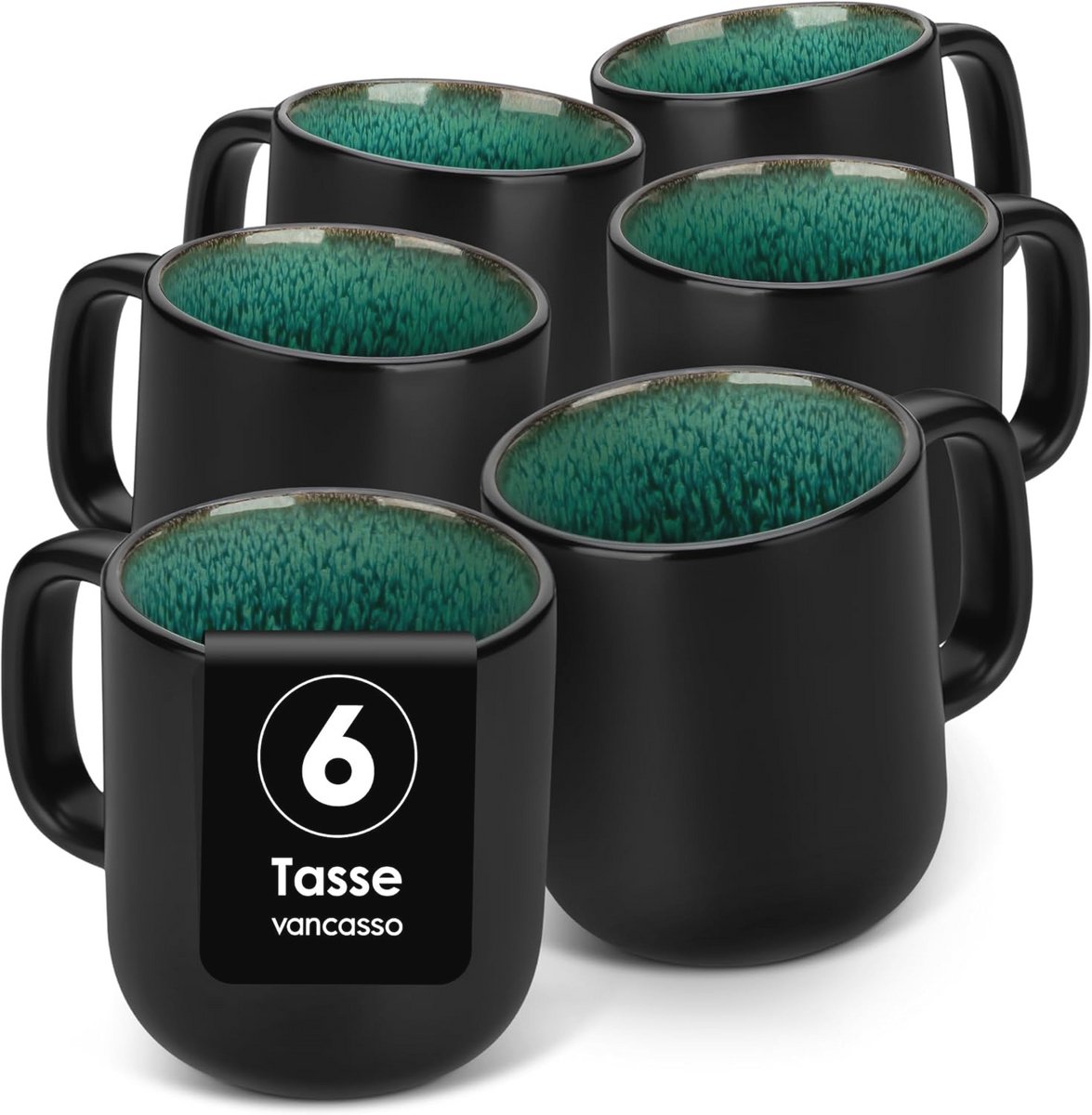 Koffiekopjes Set van 6 - 360ml Aardewerk Mokken Groen