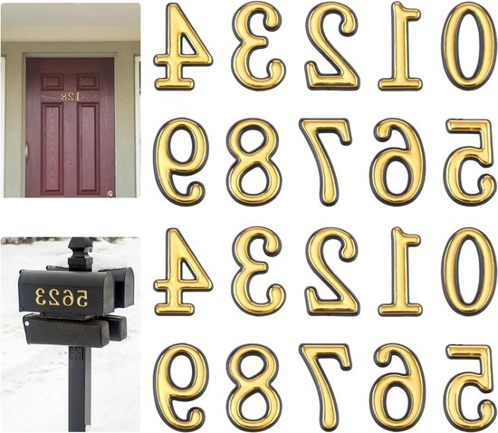Allecta - Gouden Zelfklevende Nummers voor Buiten - 20 Stuks