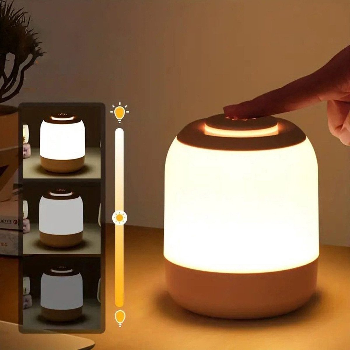 OYLCDI Nachttischlamp LED Nachttischlamp LED Nachtlicht - Dimbaar Sfeerlamp - LED Vast Geïntegreerd - Wit Licht - Warm Licht - Neutraal Licht - Met Batterij - USB Oplaadbaar - Met Touch-Sensor - Draagbaar Nachtlampje Voor Kinderen/Volwassenen