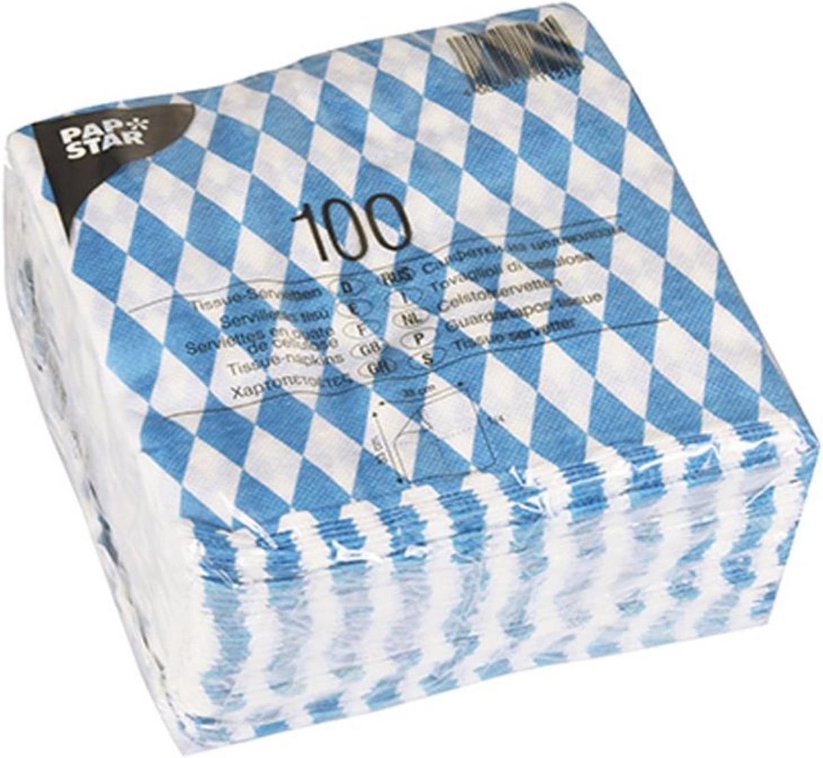 Beierse Servetten Blauw - 100 Stuks 1-Laags 33 x 33 cm voor Feesten en Gastronomie