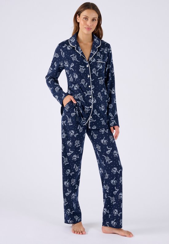 Damart - Pyjama boutonné en thermolactyl - Femme - Blauw - 42- 44 (M)