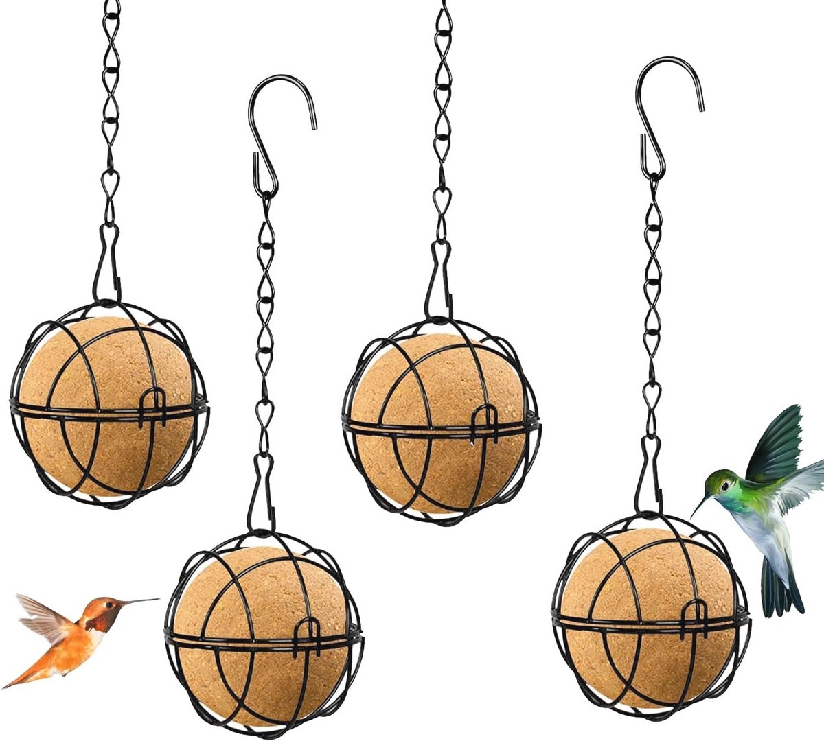 Metalen Hangende Vogelvoeder met S-vormige Haken - 4 Stuks voor Wilde Vogels