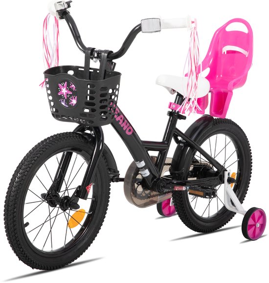 Joystar Zinnia Kinderfiets - 20 Inch - Met Mandje & Slingers - Zijwieltjes - Bel - Terugtraprem - Zwart van JOYSTAR — afbeelding 2
