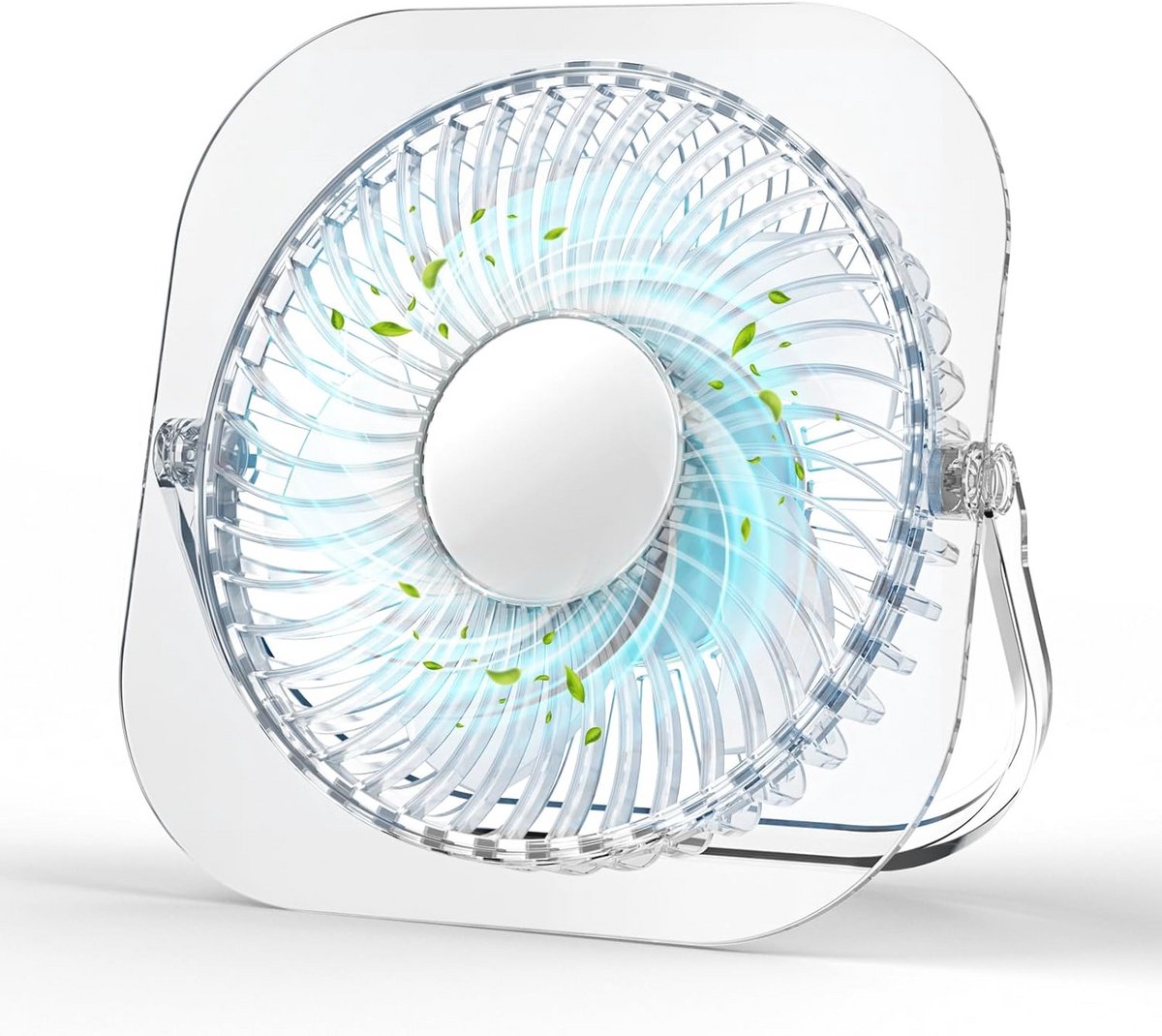 Glazen Mini Bureaubladventilator met 3 Snelheden - Lichtgewicht USB Ventilator voor Kantoor, Studie, Feest of Kamperen