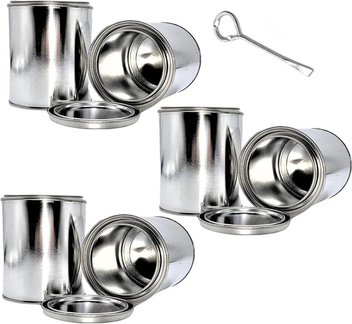 Set van 6 Lege Metalen Blikken met Deksel
