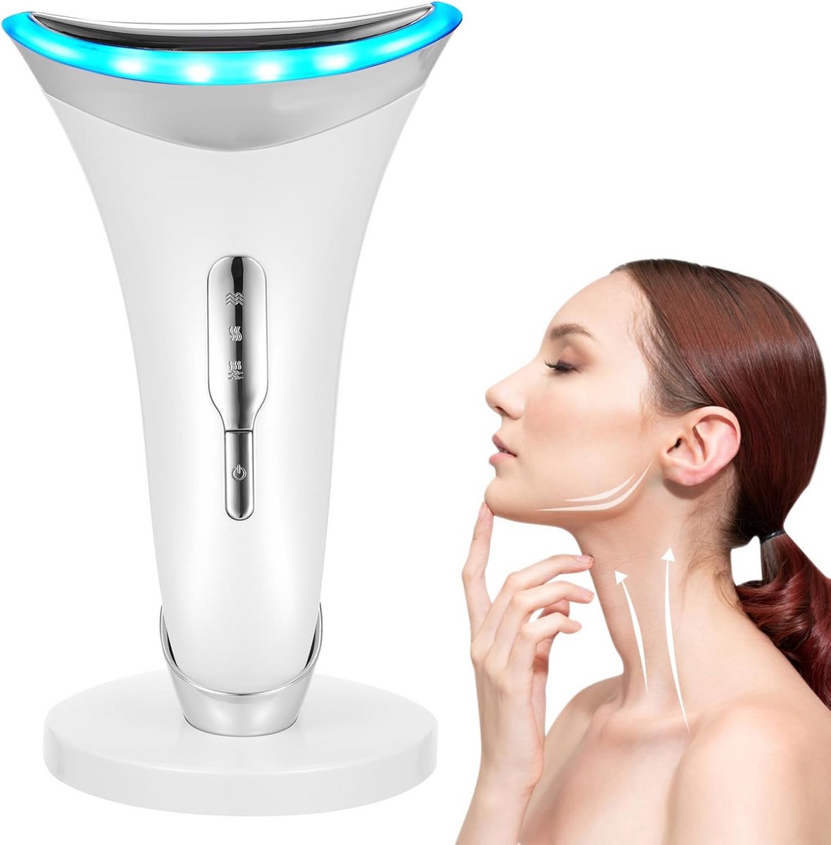 Gezichtsmassageapparaat voor anti-aging met 3 LED-modi en EMS-verwarming