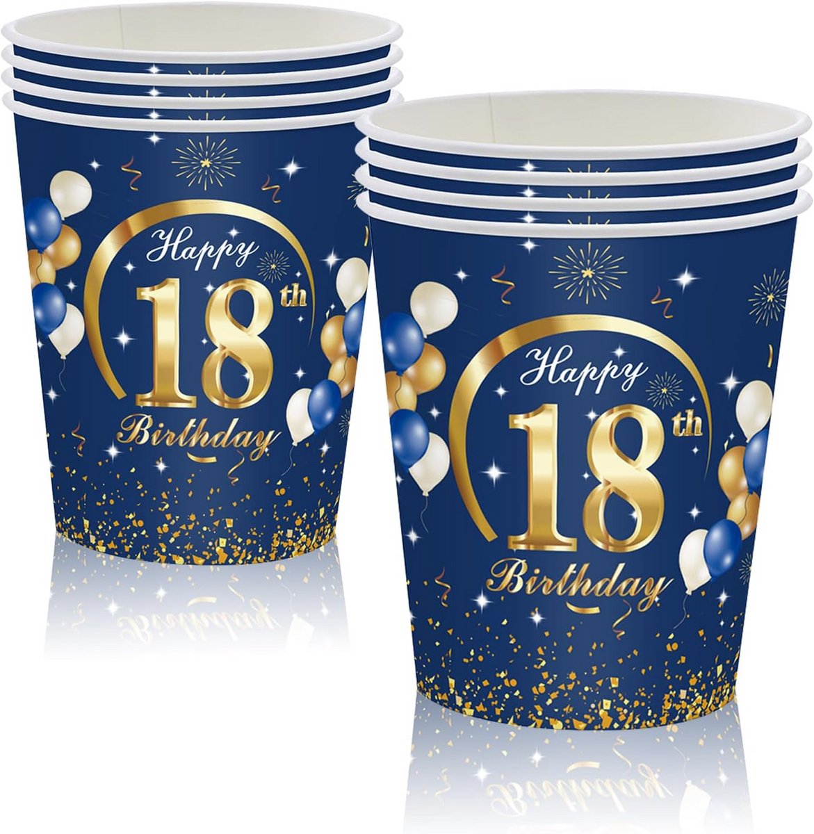 16-delige Set Papieren Bekers Feest, Verjaardag, Blauw en GOUD