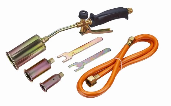 Foto: Dakbrander gasbrander set basic 3 opzetstukken propaan butaan inclusief 1 5 m slang
