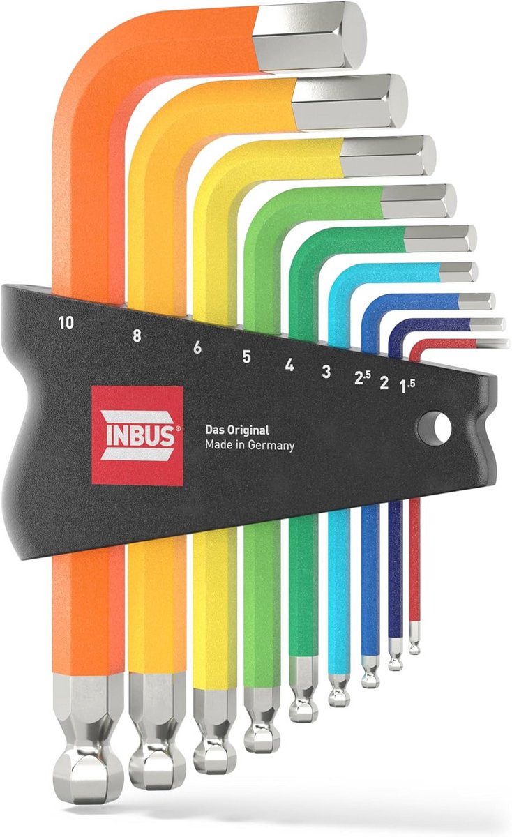 Inbussleutel Set 9 Delig 1.5–10mm met Kogelkop en Kleurrijke Handgrepen