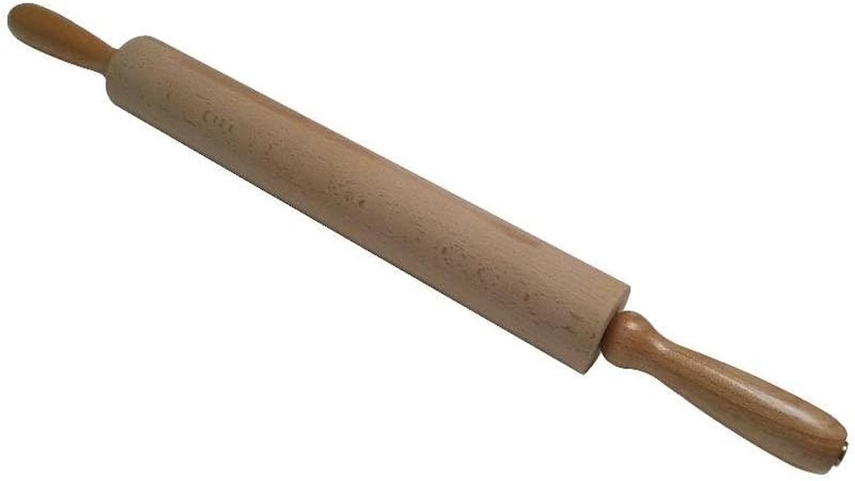 Grote Houten Deegroller 60 cm met Draaibare Handgrepen - Professioneel Bakgerei