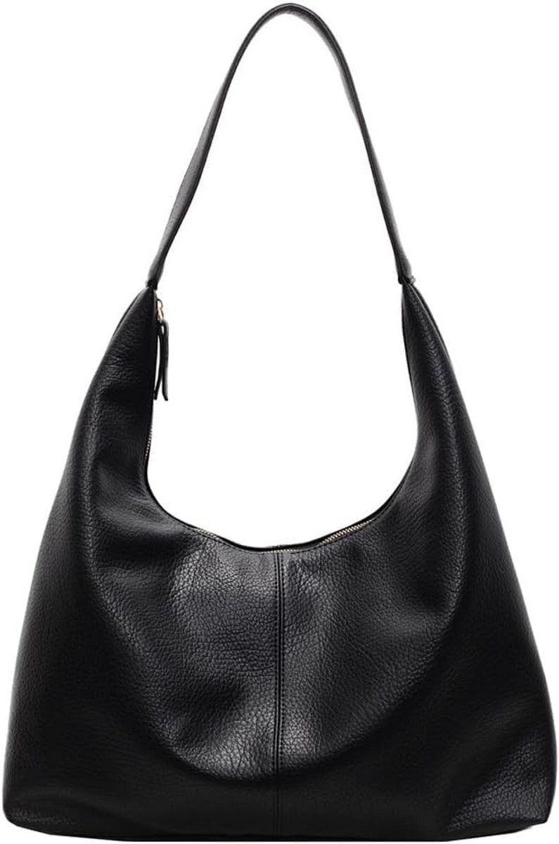 Grote Hobo Tas Dames van Zacht PU Leer - Vintage Schoudertas met Rits