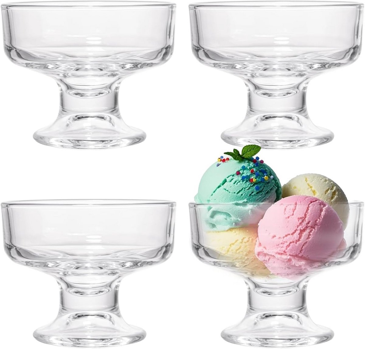 Set van 5 Glazen Dessertbakjes - IJscoupes, Dessertschaaltjes en Snackkommetjes