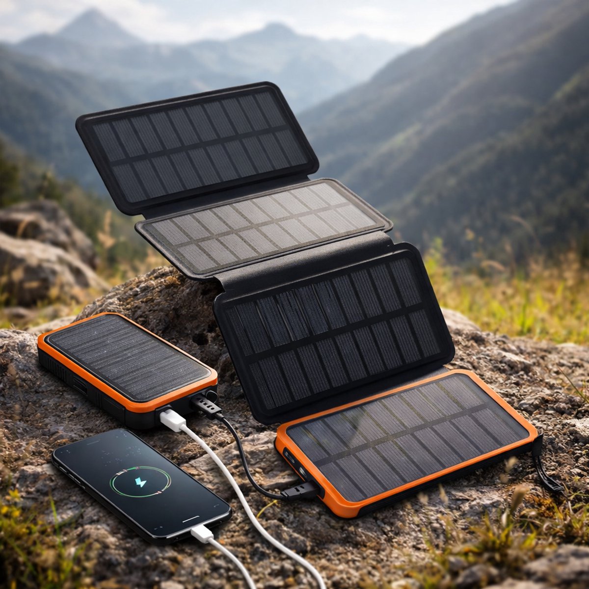 Solar Powerbank 20000mAh – Opvouwbaar Zonnepaneel – Waterdicht – Dual USB – Outdoor Oplader