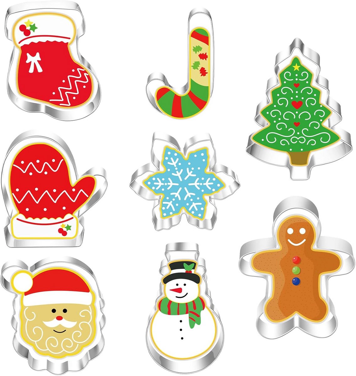 8 Delige Grote Kerst Koekjesvormpjes Set - Uitstekers voor Feestelijk Bakken