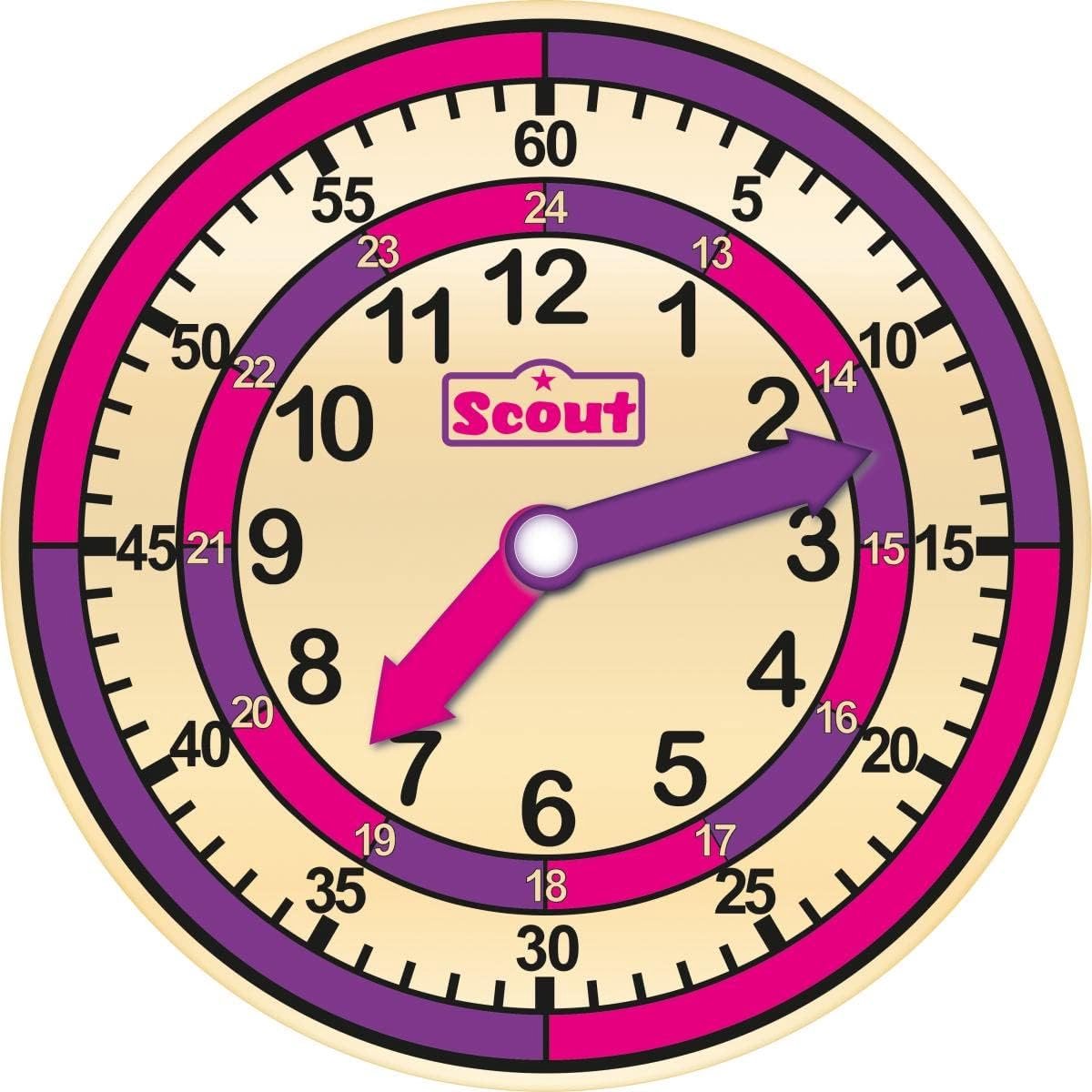 Oefenklok Houten Leerhorloge 14 cm Roze Paars voor Kinderen