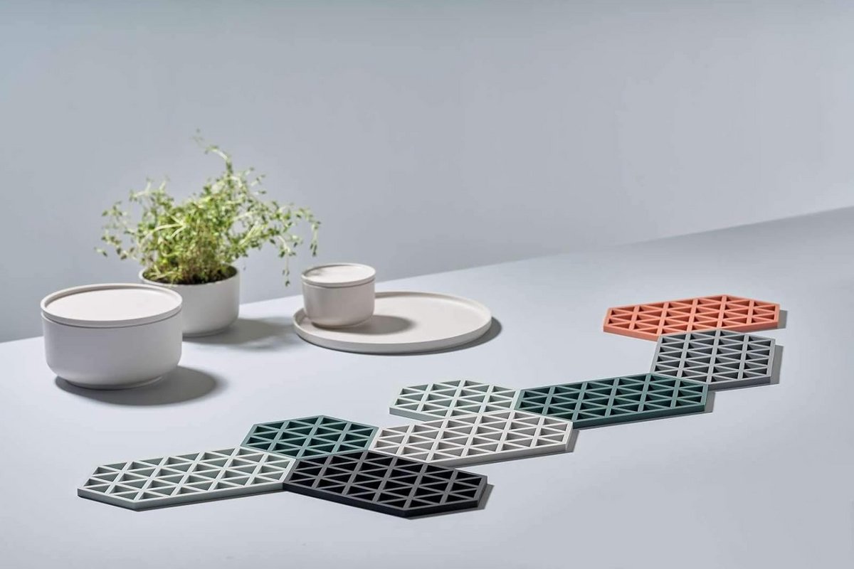 Hittebestendige Siliconen Onderzetter Triangles voor Pannen en Potten - Sky Blue